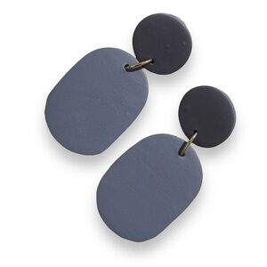 Handmade Polymer Clay Earrings in Denim Blue